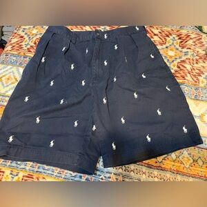 Ralph Lauren Navy Blue Men's Shorts with Logo
